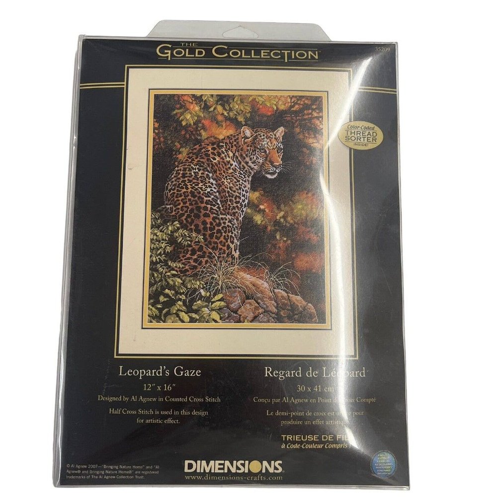 NEW Dimensions GOLD COLLECTION Leopard's Gaze Cross Stitch Kit #35209